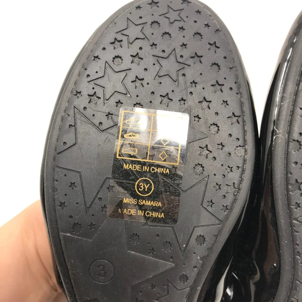 Yosi Samra Miss Samara Ballet Flats Girls Size 3Y Kids Black Patent Leather KSA2